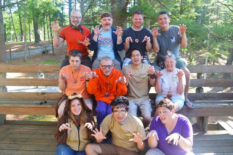 2014 Brown Rainbow Group at 'Camp' Camp, a summer camp vacation for LGBT adults in Maine