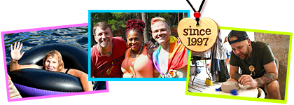 Swimming, sailing, kayaking and canoeing at Camp Camp, America’s fun LGBTQ summer camp!
